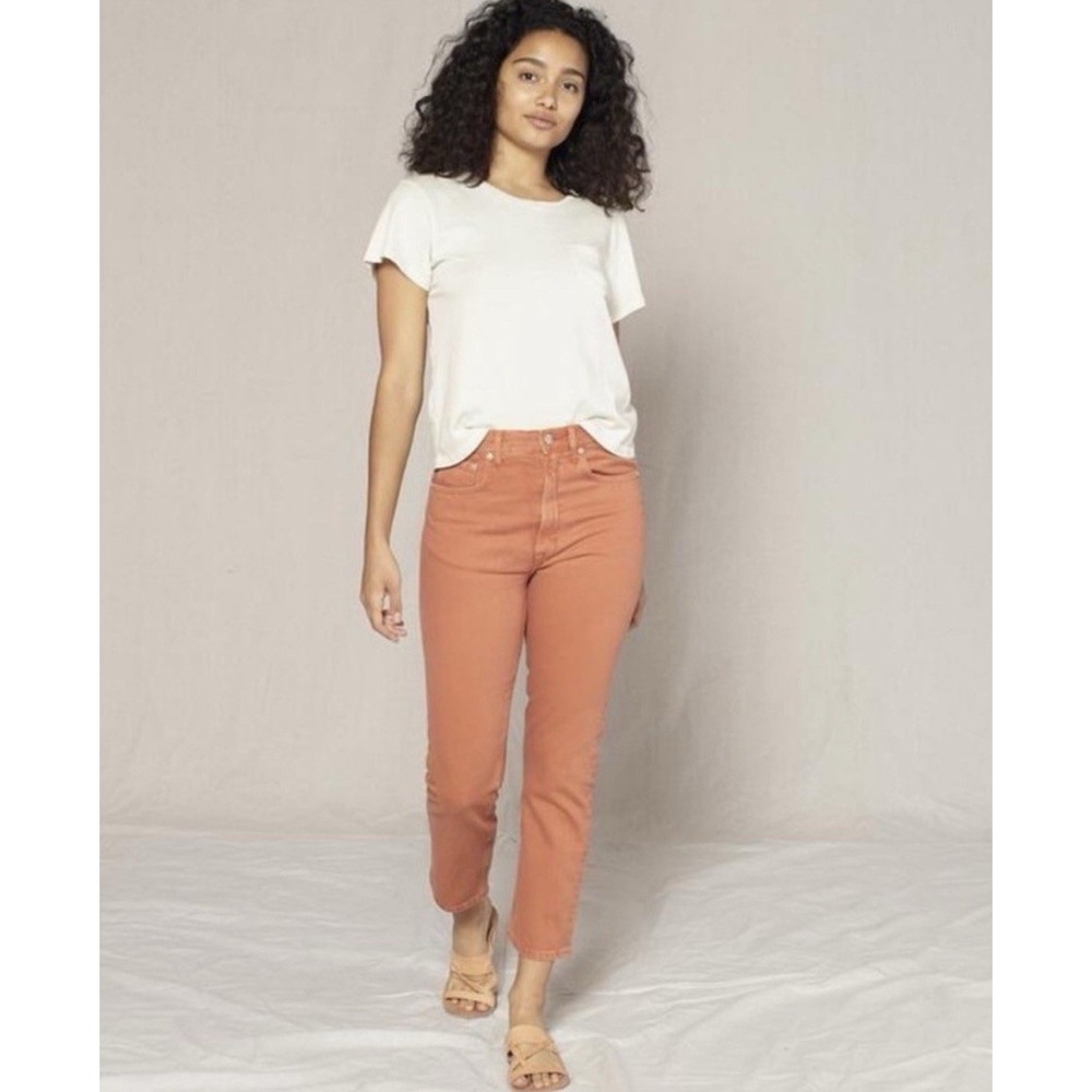 Outerknown SEA Jeans Women's Dune High Rise Slim Fit Red Rock Size 26 (27"Waist)
